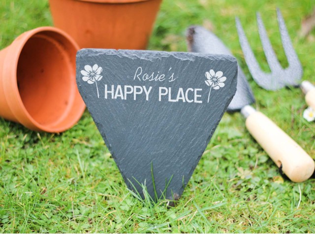 Personalised Happy Place Garden Marker